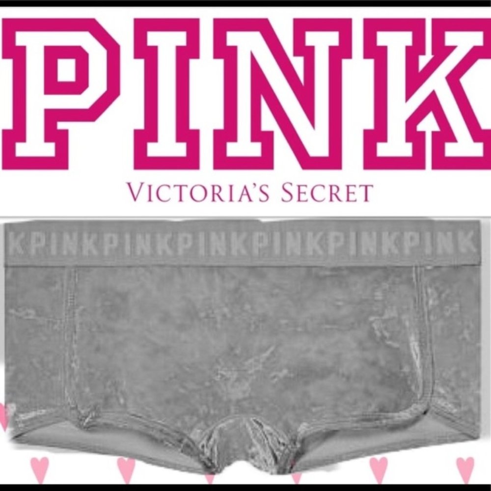VS Pink Velvet Lurex Logo Boyshort-NWT